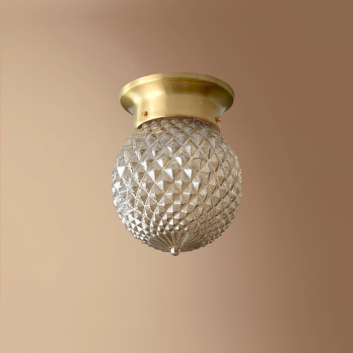 Reeded Globe Flush Ceiling Light-DWHOME