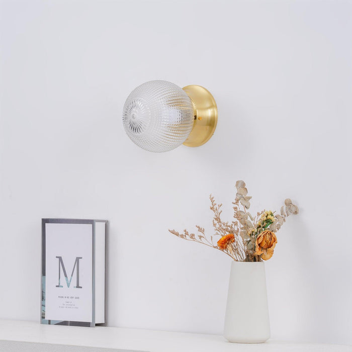Reeded Globe Flush Ceiling Light-DWHOME