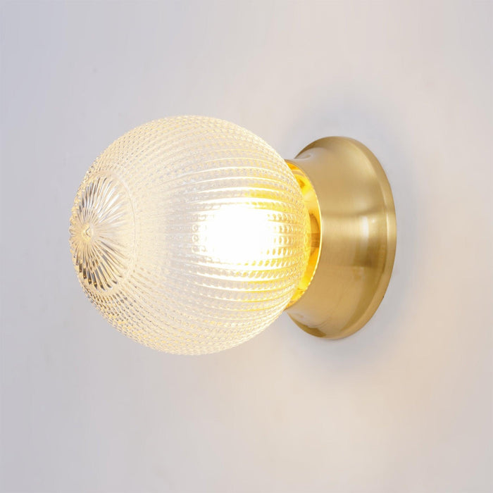 Reeded Globe Flush Ceiling Light-DWHOME