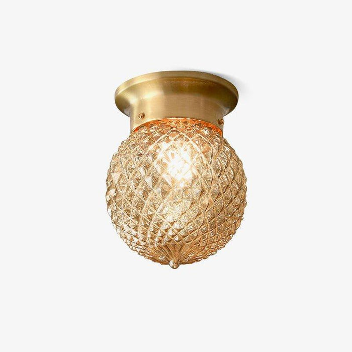 Reeded Globe Flush Ceiling Light-DWHOME