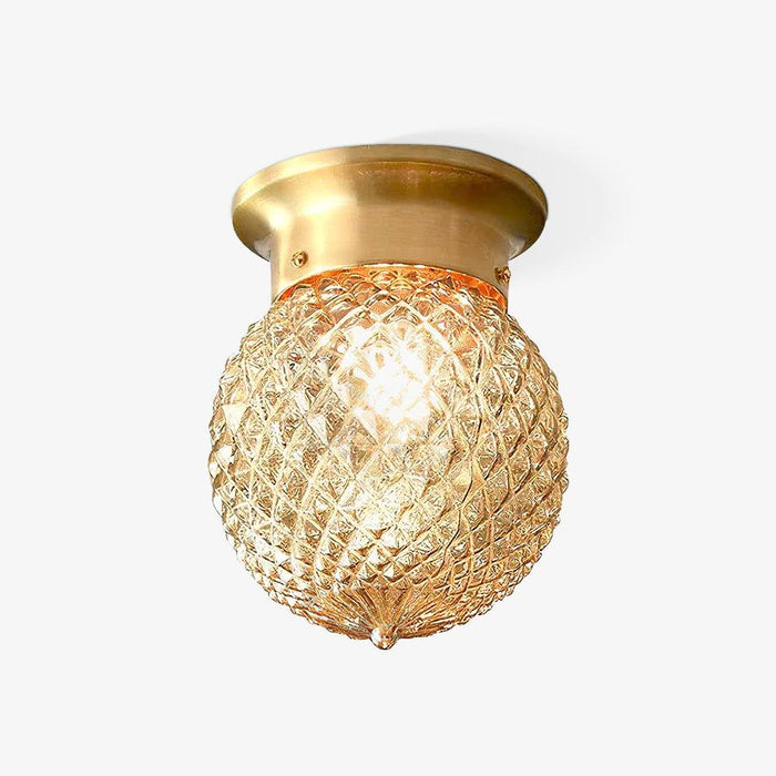 Reeded Globe Flush Ceiling Light-DWHOME