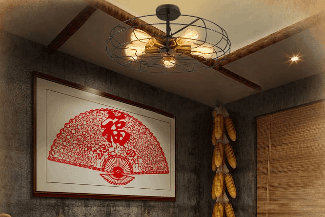 Lars Retro Caged Fan Lamp - DWHOME
