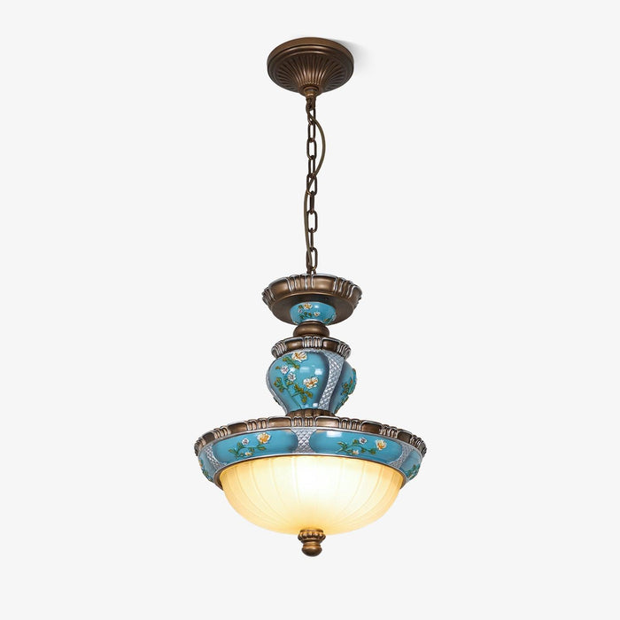 Retro Floral Resin Pendant Light-DWHOME