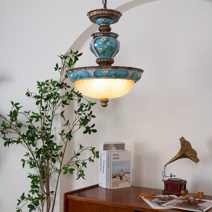 Retro Floral Resin Pendant Light-DWHOME