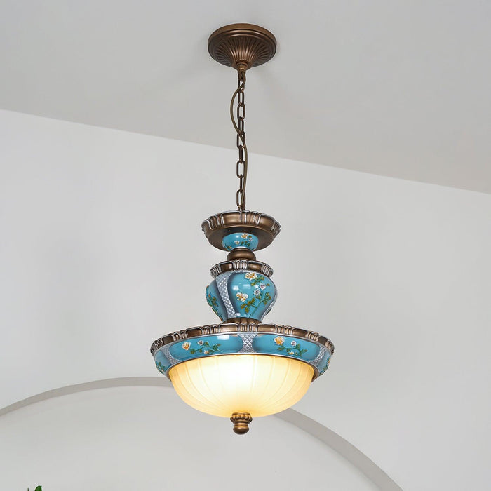 Retro Floral Resin Pendant Light-DWHOME