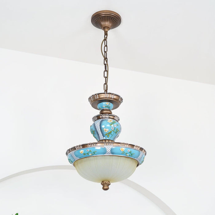 Retro Floral Resin Pendant Light-DWHOME