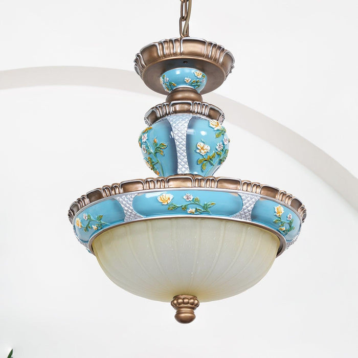 Retro Floral Resin Pendant Light-DWHOME