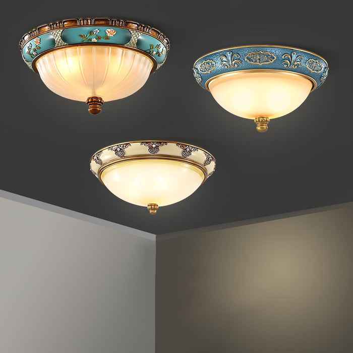 Retro Floral Resin Recessed Ceiling Light-DWHOME