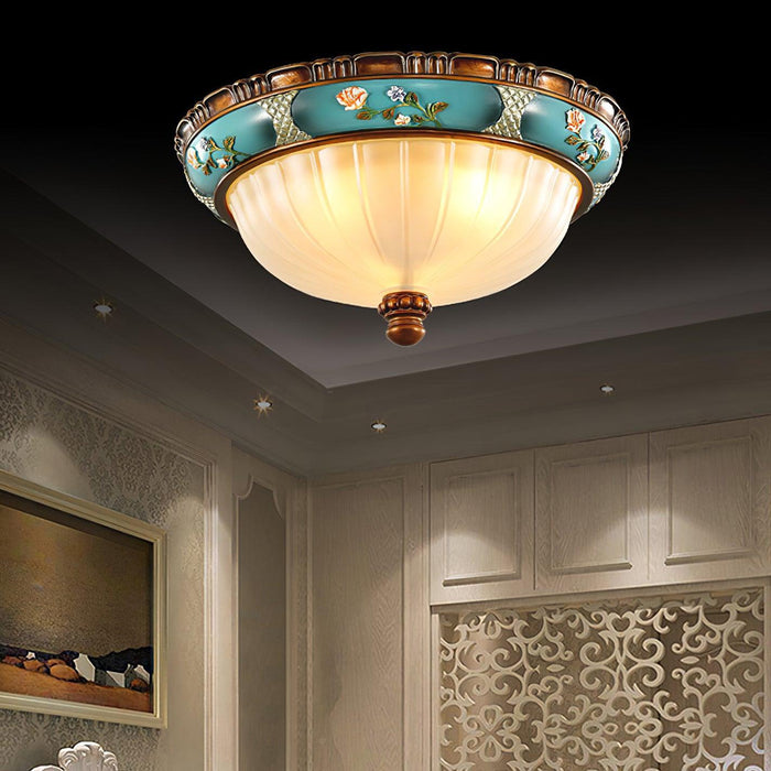 Retro Floral Resin Recessed Ceiling Light-DWHOME