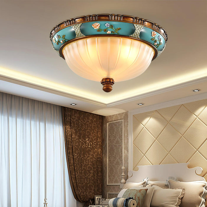 Retro Floral Resin Recessed Ceiling Light-DWHOME