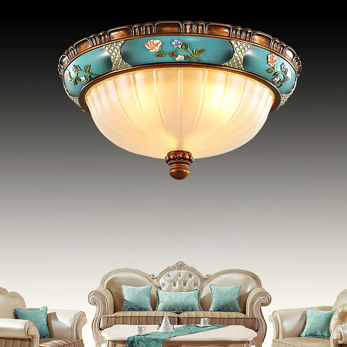 Retro Floral Resin Recessed Ceiling Light-DWHOME