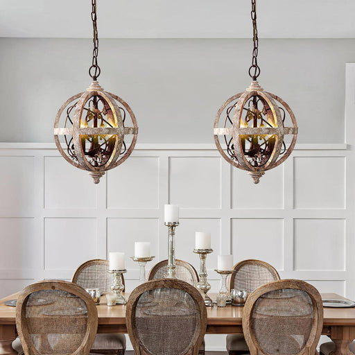 Retro Globe Weathered Chandelier-DWHOME