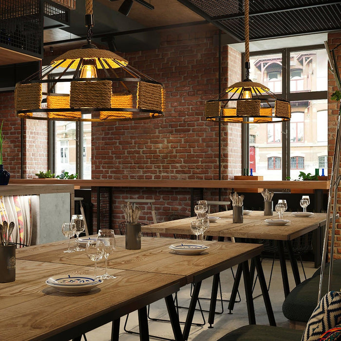 Retro Hemp Rope Exquisite Pendant Light - DWHOME