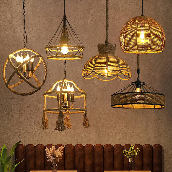 Retro Hemp Rope Exquisite Pendant Light - DWHOME