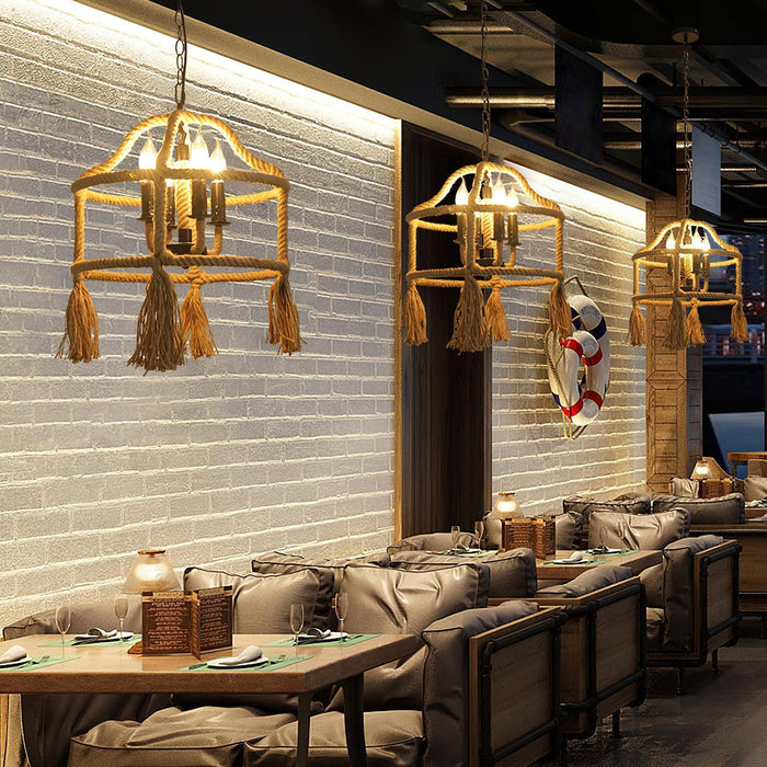 Retro Hemp Rope Exquisite Pendant Light - DWHOME