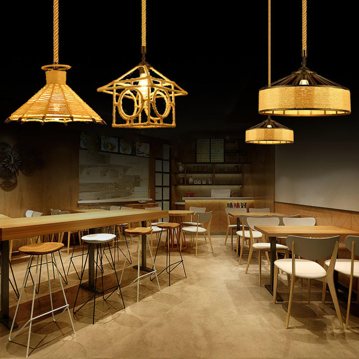 Retro Hemp Rope Interesting Pendant Light - DWHOME