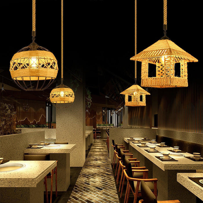 Retro Hemp Rope Interesting Pendant Light - DWHOME