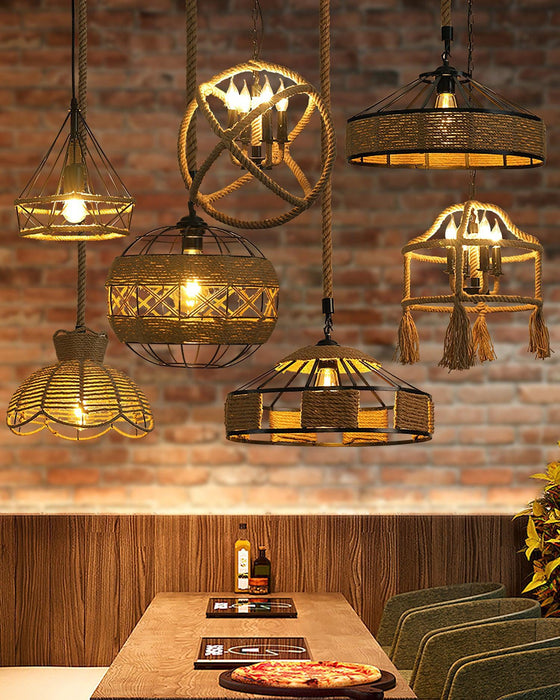 Retro Hemp Rope Interesting Pendant Light - DWHOME