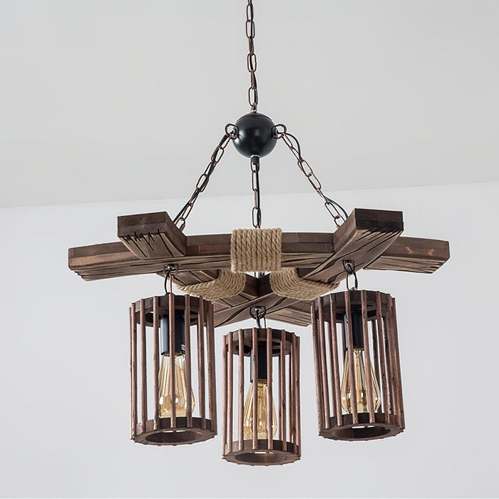 Retro Solid Wood Chandelier-DWHOME