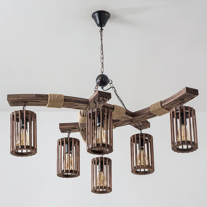 Retro Solid Wood Chandelier-DWHOME