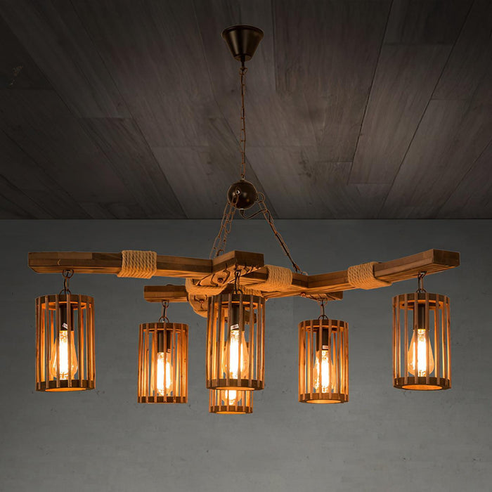 Retro Solid Wood Chandelier-DWHOME