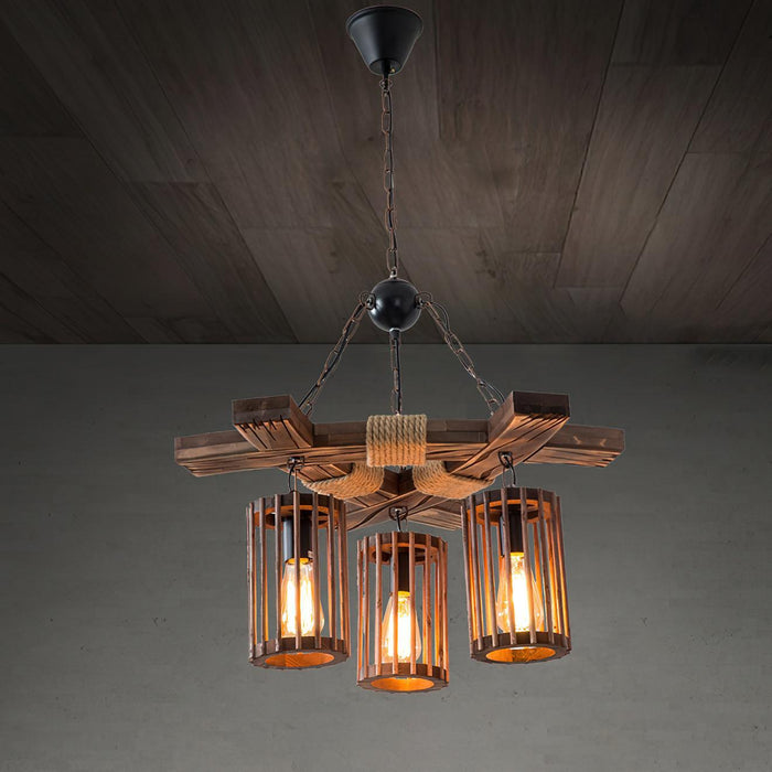Retro Solid Wood Chandelier-DWHOME