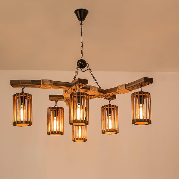Retro Solid Wood Chandelier-DWHOME