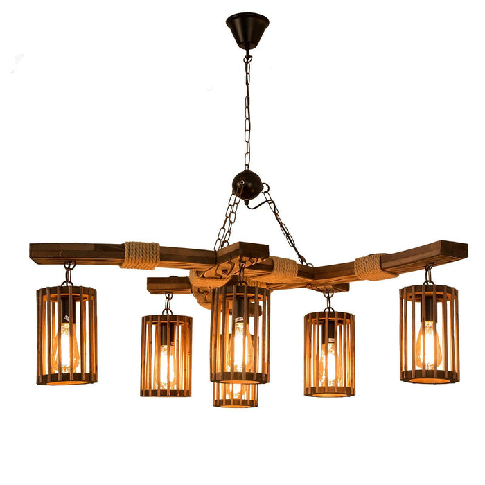 Retro Solid Wood Chandelier-DWHOME