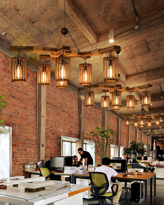Retro Solid Wood Chandelier-DWHOME