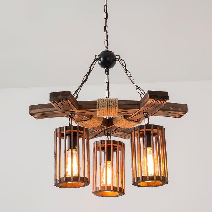 Retro Solid Wood Chandelier-DWHOME