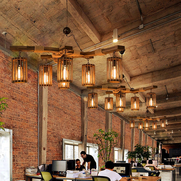 Retro Solid Wood Chandelier-DWHOME