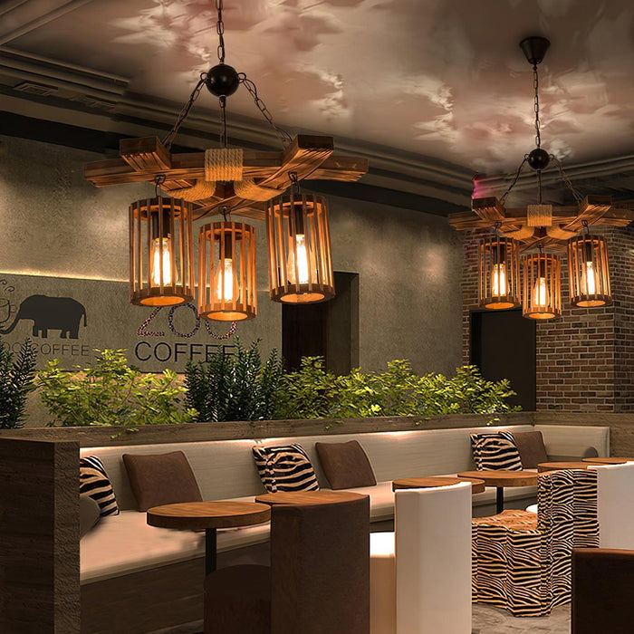 Retro Solid Wood Chandelier-DWHOME