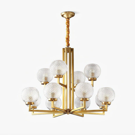 Ribbed Glass Brass Chandelier-DWHOME