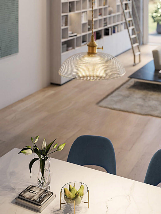 Ribbed Spiral Pendant Light-DWHOME