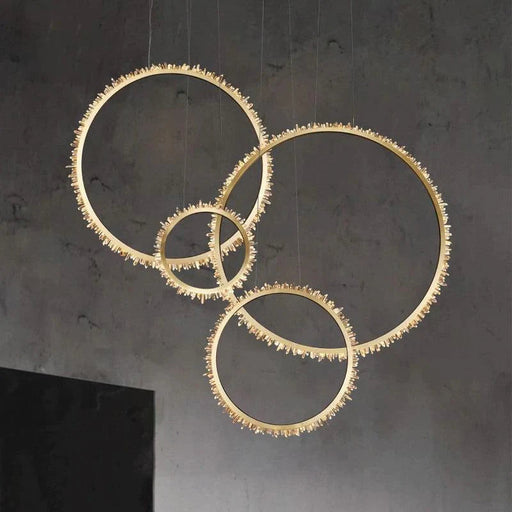 Cervine Modern Rock Crystal Ring Round Chandelier Cluster-DWHOME