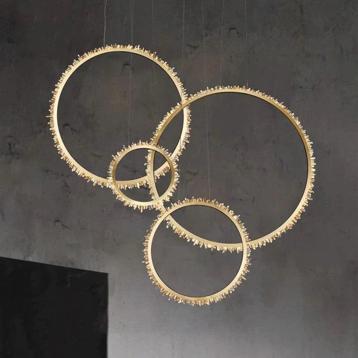 Cervine Modern Rock Crystal Ring Round Chandelier Cluster-DWHOME