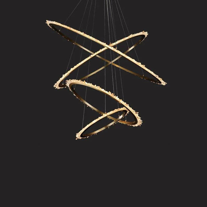 Cervine Modern Rock Crystal Ring Round Chandelier Cluster-DWHOME