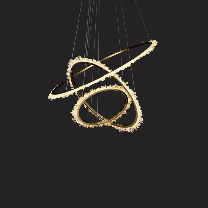 Cervine Modern Rock Crystal Ring Round Chandelier Cluster-DWHOME