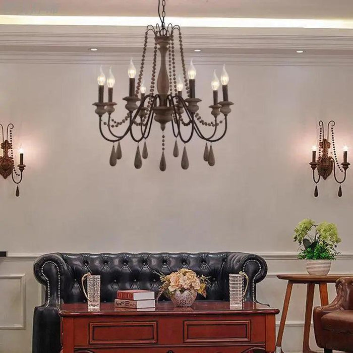 Rose Wooden Large Rustic Chandelier - DWHOME