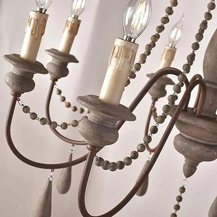 Rose Wooden Large Rustic Chandelier-DWHOME