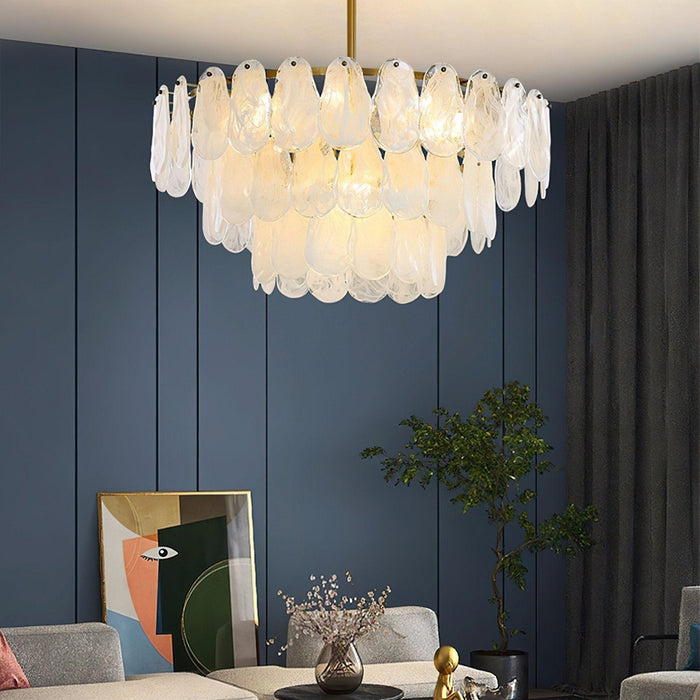 Round Cloud Glass Chandelier-DWHOME