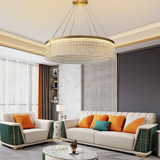 Round Halo Crystal Chandelier-DWHOME