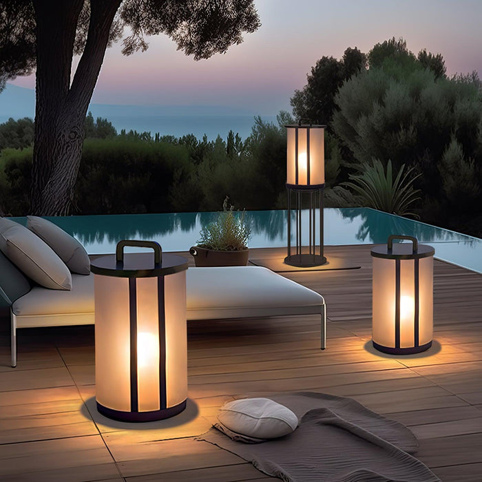 Round Pillar Acrylic Lantern Outdoor Lamp-DWHOME