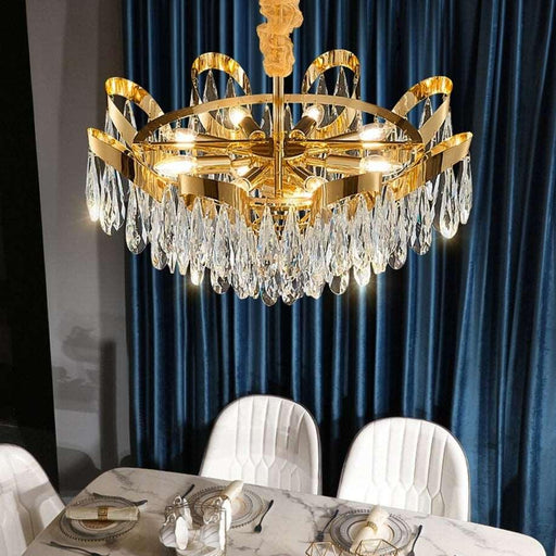 Andria Gold Plated Crystal Chandelier-DWHOME