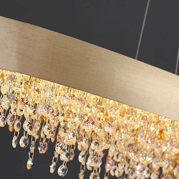 Alleri Brushed Stainless Steel Crystal Dining Room Chandelier - DWHOME