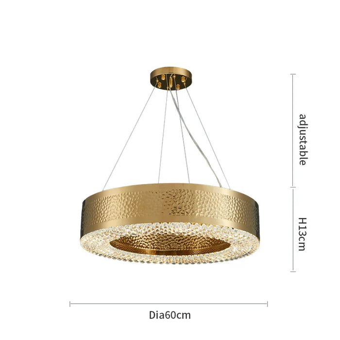 Alleri Hammered Gold & Crystal Chandelier-DWHOME