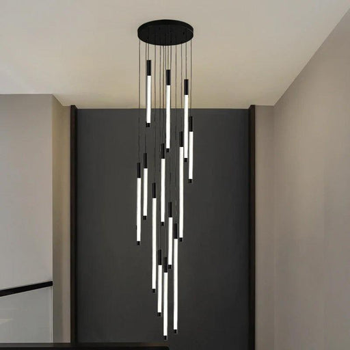 La Barra Staircase Foyer Chandelier, Black-DWHOME