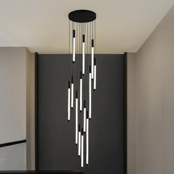 La Barra Staircase Foyer Chandelier, Black - DWHOME