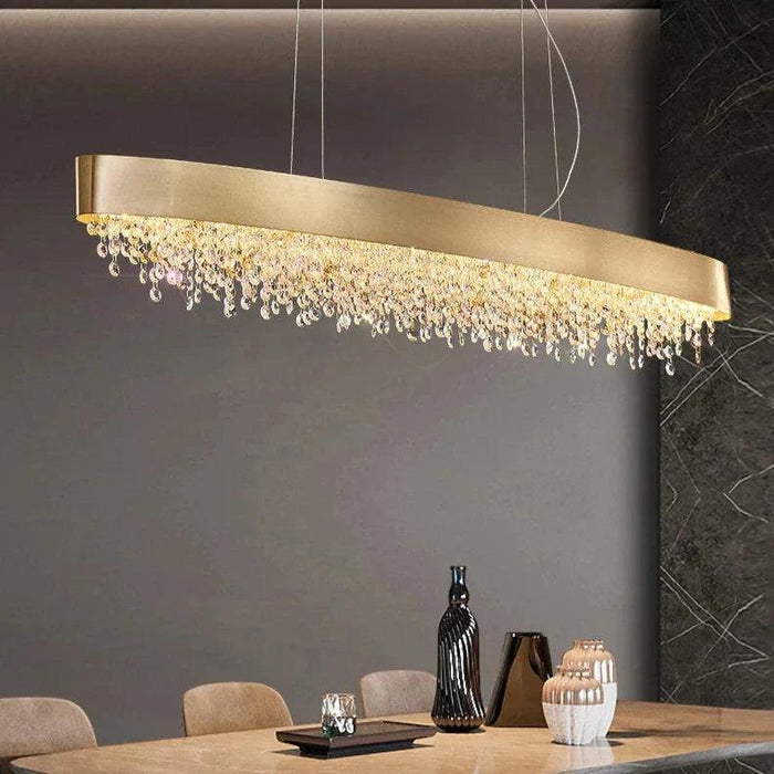 Alleri Brushed Stainless Steel Crystal Dining Room Chandelier - DWHOME