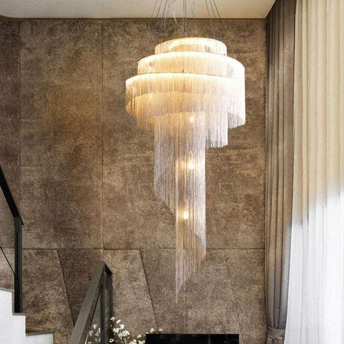 Cadena Metal Chain Tassel Entryway Chandelier - DWHOME